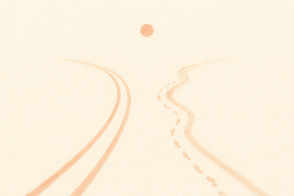 Editorial illustration suggesting two paths or alternatives, evoking the choice between meditation and other regulating practices